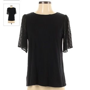 Ann Taylor loft Dot Sleeve Mixed Media Tee
